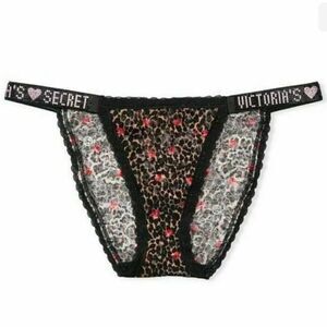 Victoria's Secret Crystals Rhinestone Bling Shine Strap String Bikini panty L